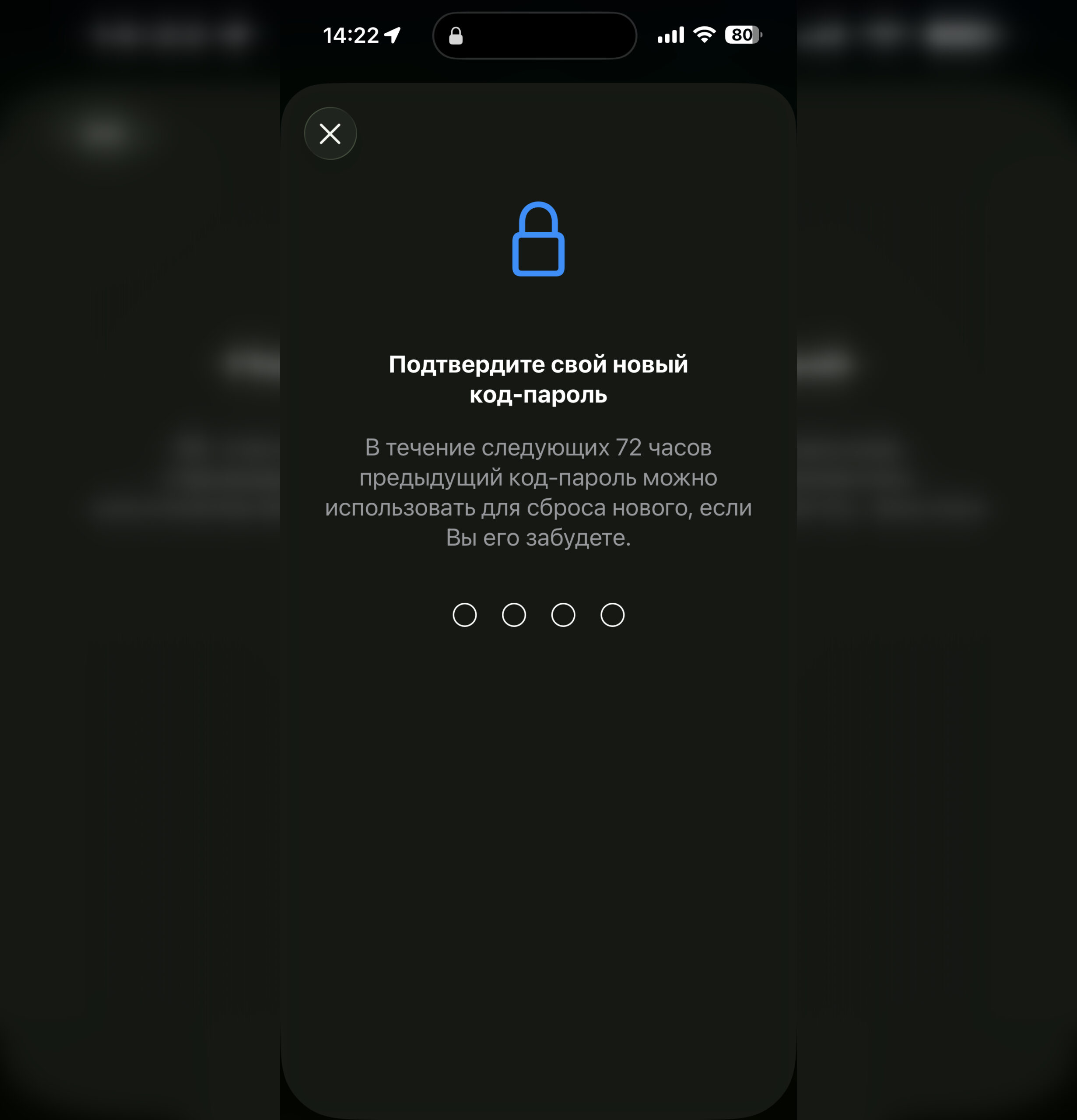 Сброс нового код-пароля iPhone. Задайте новый пароль. Фото.