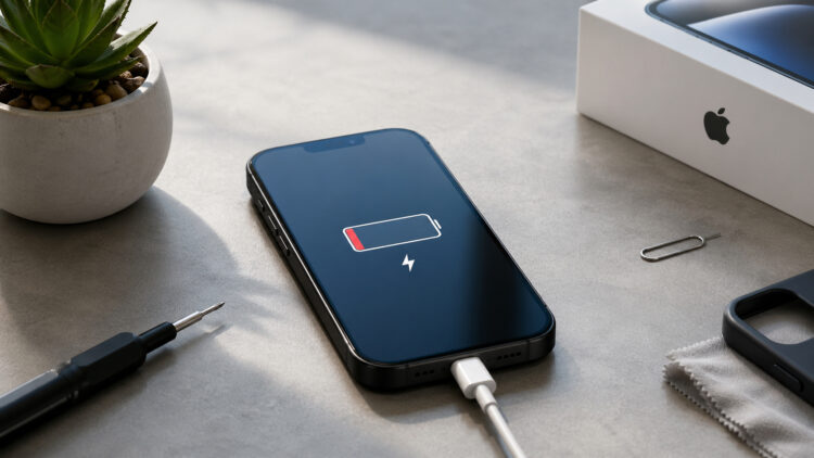 iPhone разрядился и не включается. Что делать? Фото.