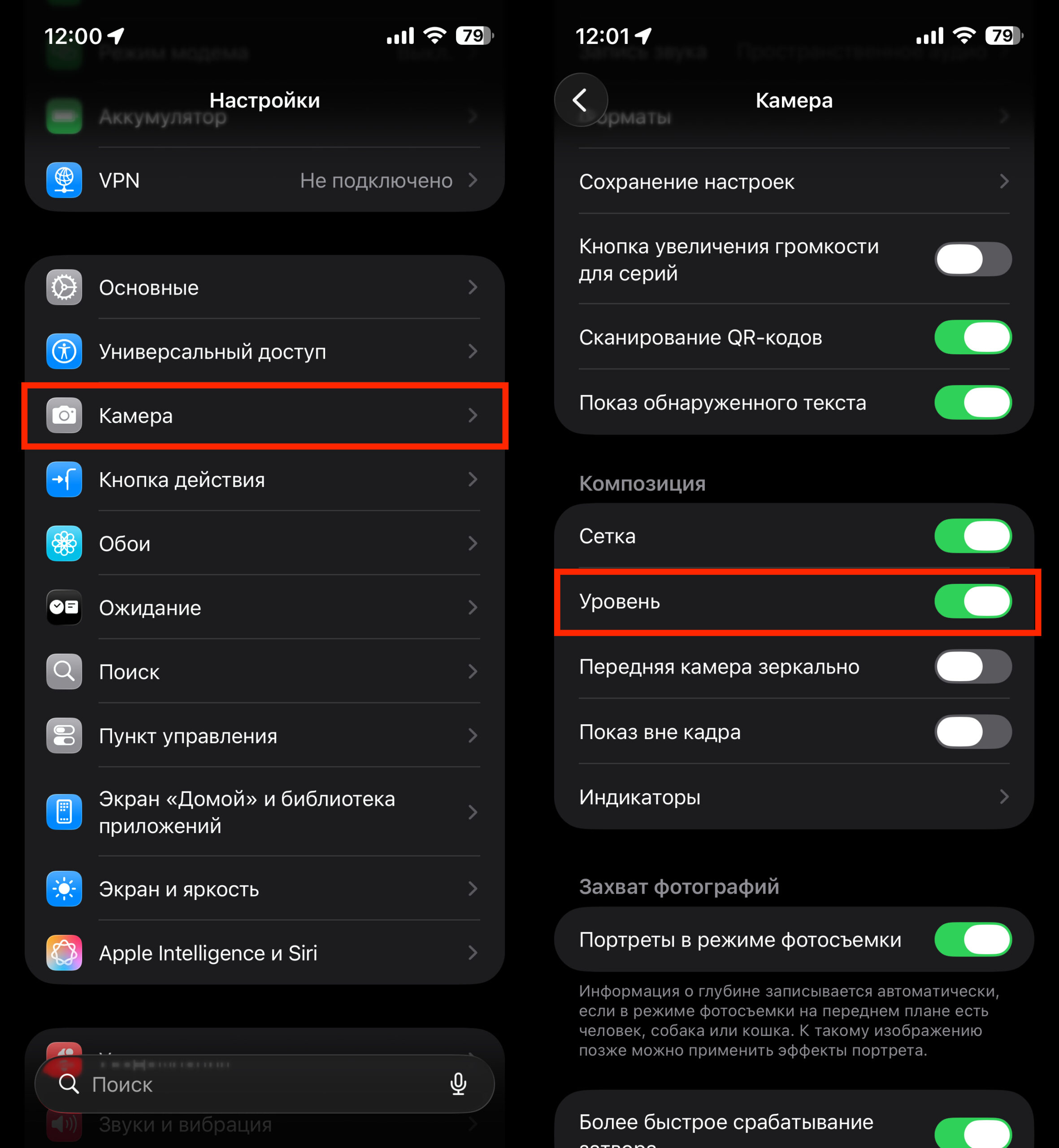 Скрытые возможности камеры iPhone. Обязательно включите уровень, чтобы не заваливать горизонт. Фото.