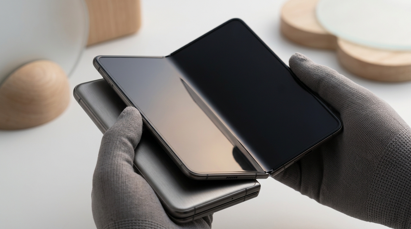 Гибкий экран складного смартфона без выраженной складки