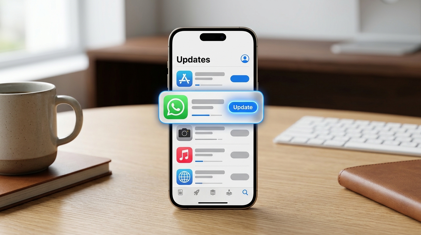 Обновление WhatsApp через раздел «Доступные обновления» в App Store