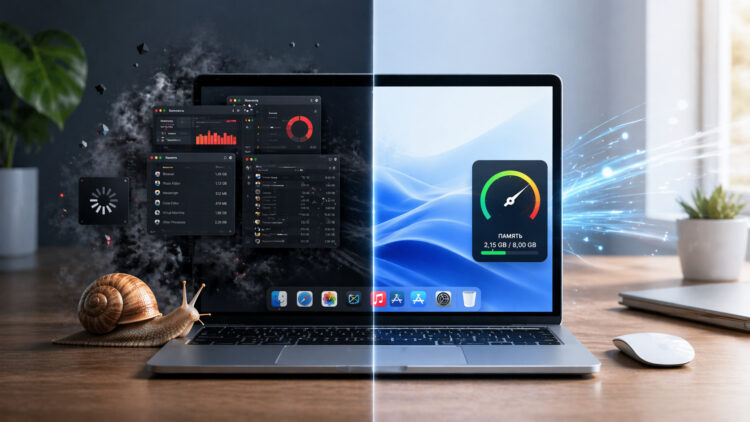 Освободил оперативную память на своем MacBook Air M2 за 5 минут. Теперь работает как новый. Фото.