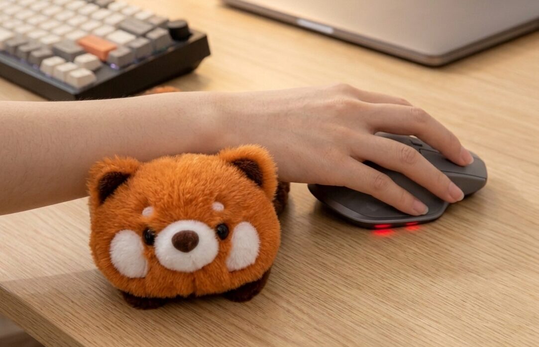 Плюшевая подставка под запястье — спасла мне руку за компьютером. Выглядит как игрушка, а работает как ортопедическая подушка.. Фото.