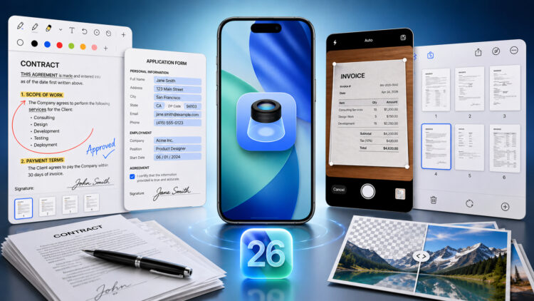 Скрытые возможности iPhone в iOS 26 — редактор PDF, конвертер файлов и удобный сканер сканер документов. Фото.