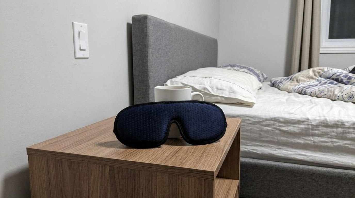 3D-маска для сна в полной темноте. Маска вообще не пропускает свет, но в то же время не создает дискомфорта и не спадает. Фото.