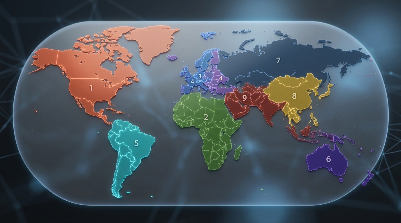 Карта телефонных кодов стран мира по зонам