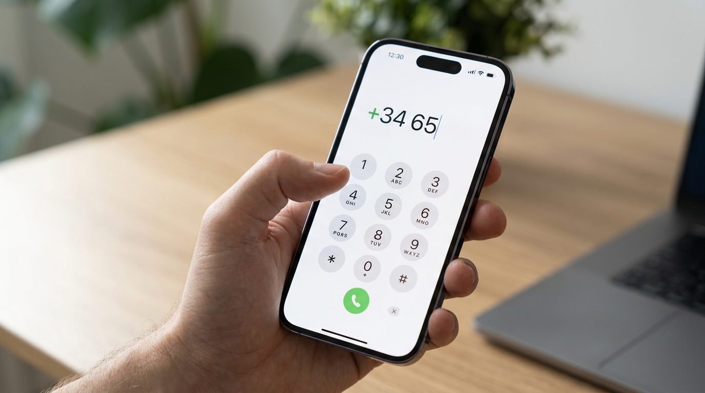 Набор международного номера с кодом Испании на iPhone