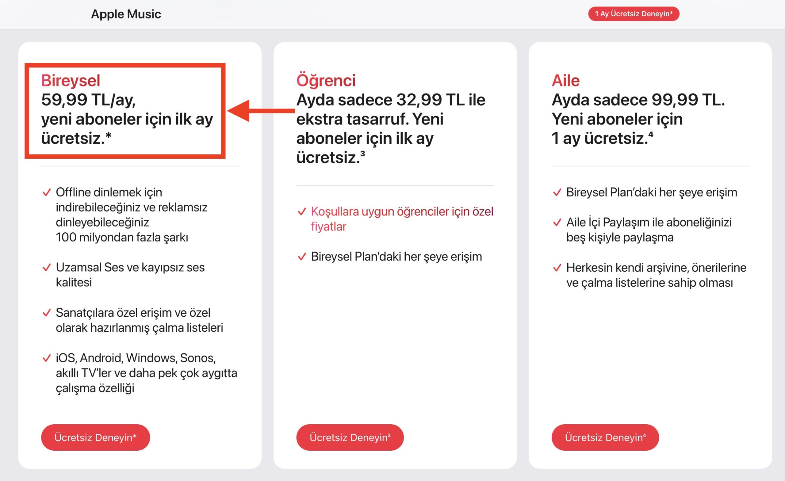 Цена Apple Music в Турции. Индивидуальная подписка на музыку обойдется вам в 60 лир. Фото.