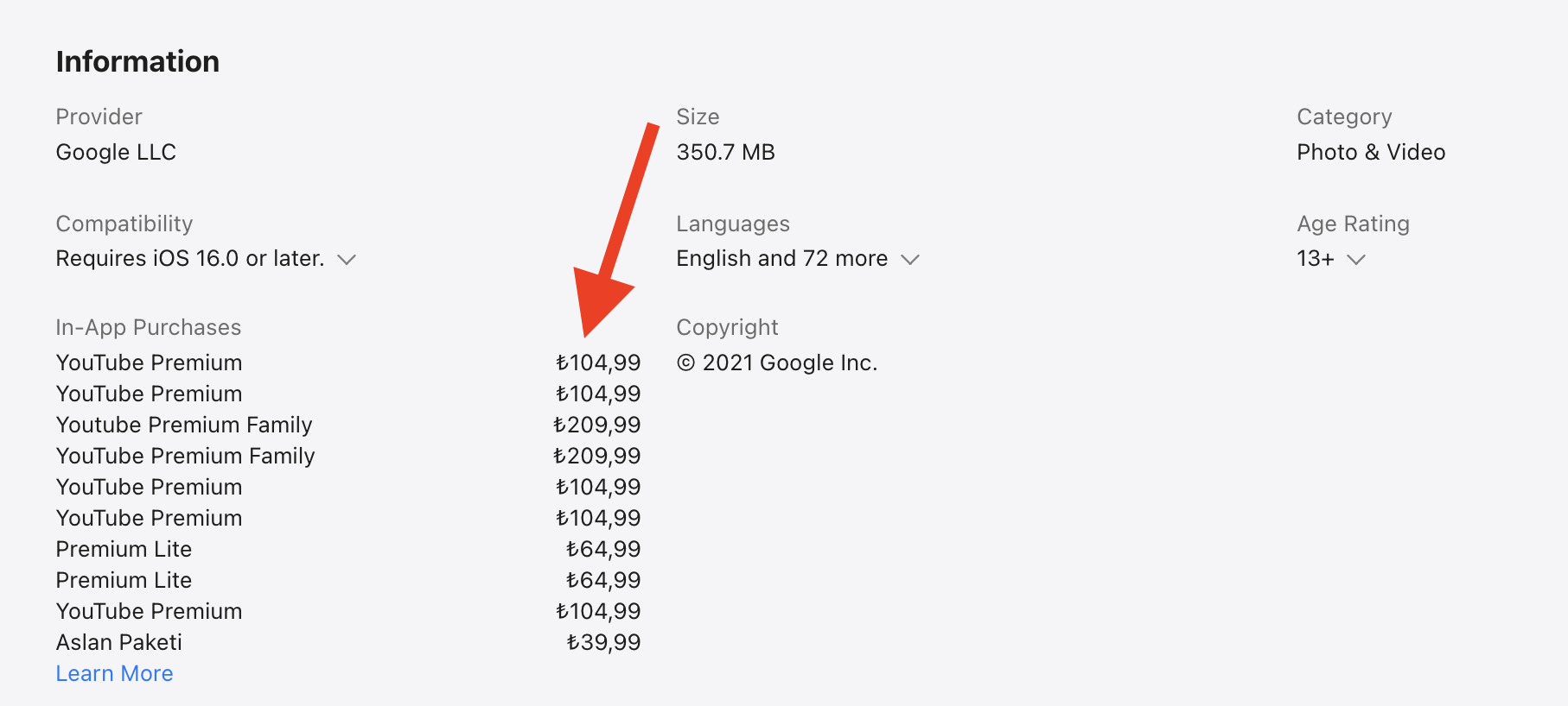 Так почему именно Турция, а не США?. YouTube Premium можно подключить за 105 лир. Фото.