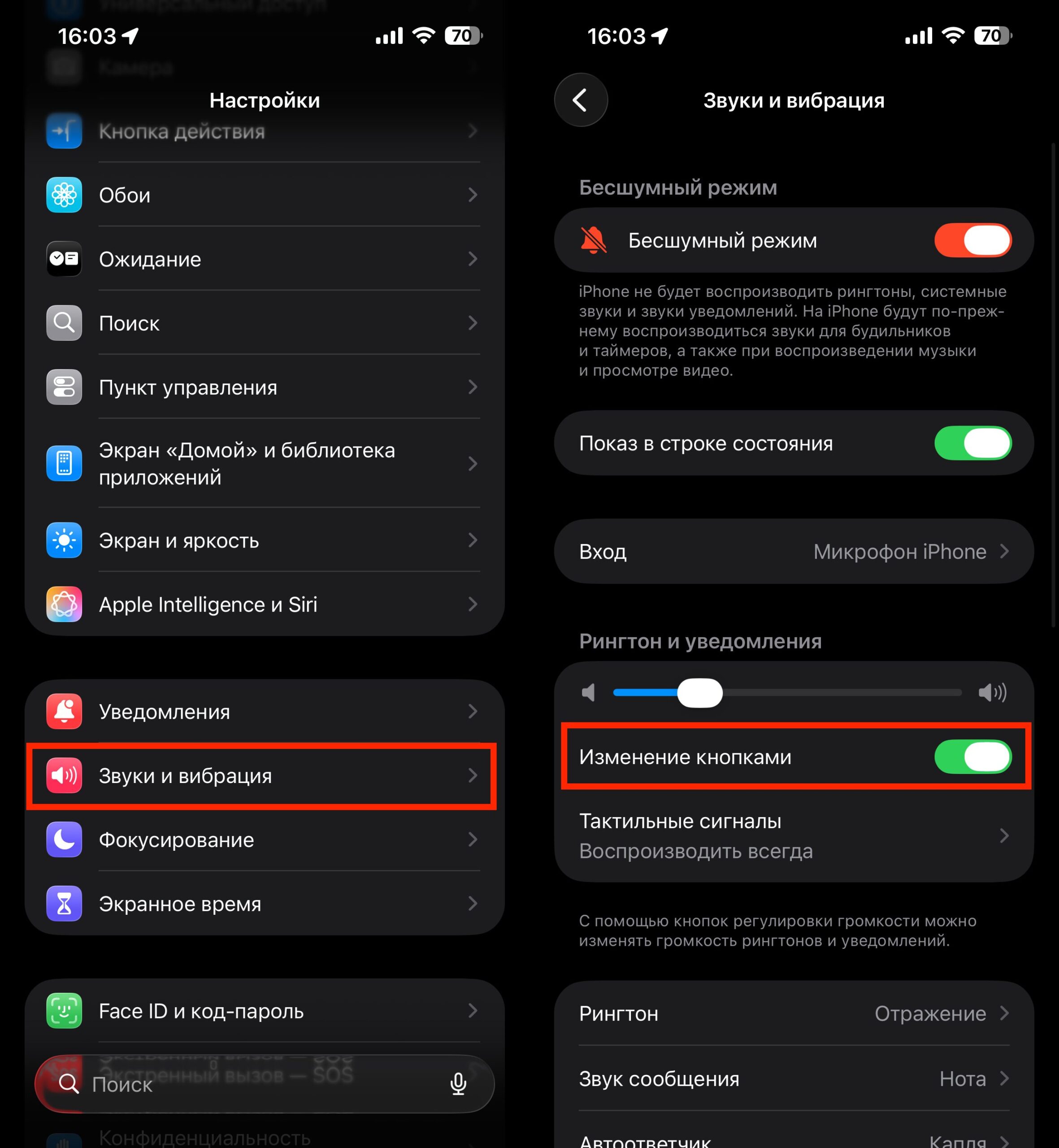 Изменить громкость iPhone во время звонка кнопками. Не забудьте включить регулировку громкости кнопками. Фото.