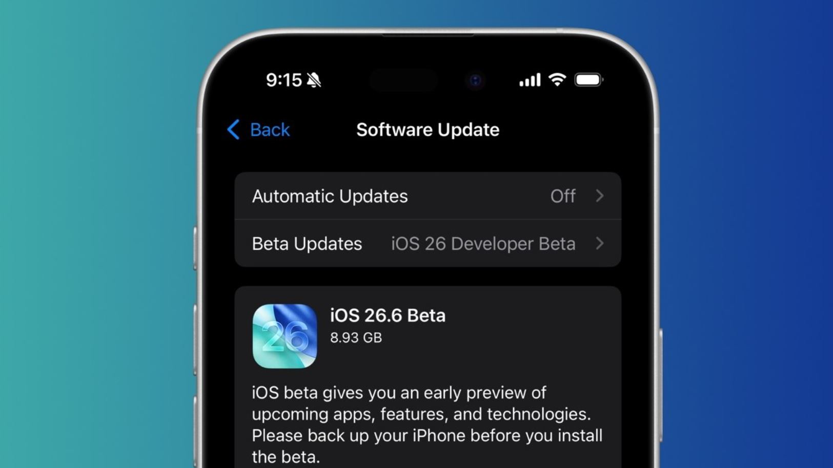 Стоит ли устанавливать iOS 26.6 Public Beta 1. Обновление уже доступно в настройках. Фото.