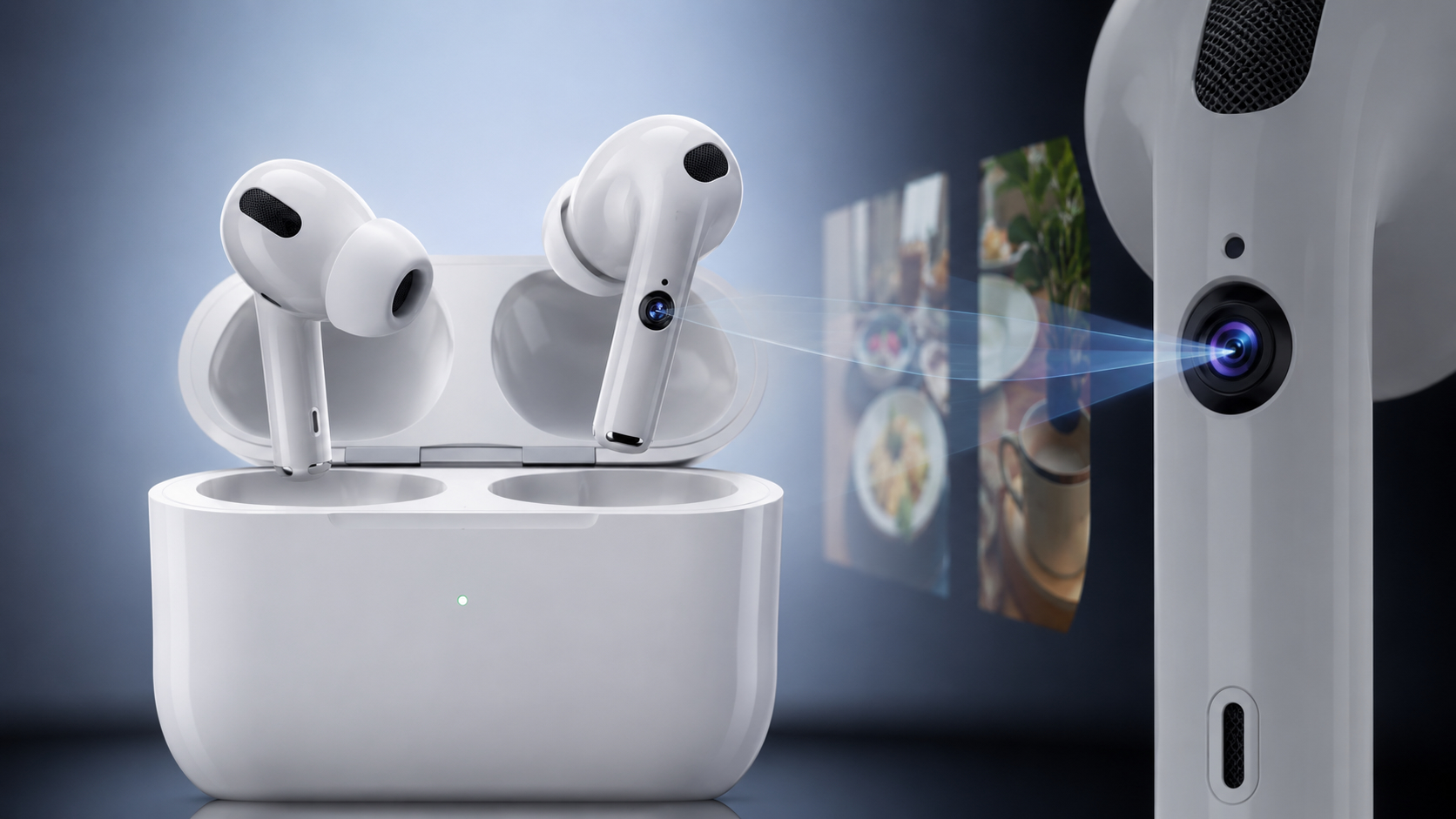 Дата выхода и цена AirPods Ultra с камерой. Наушники будут считывать данные вокруг вас, и за счет этого Сири сможет общаться с вами более точно. Фото.