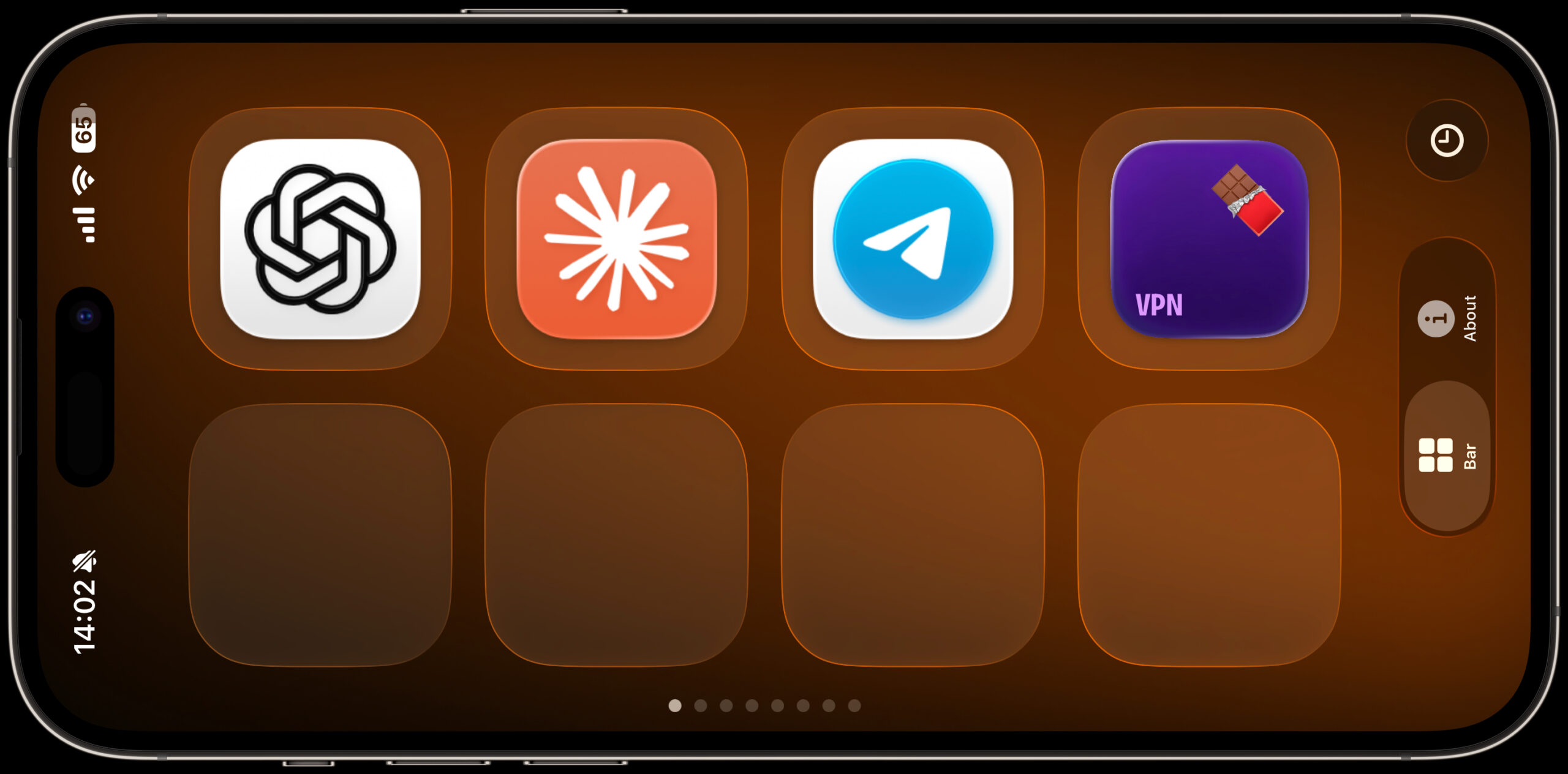 Что умеет Choclift для управления Mac с iPhone. На айфоне открывается панель с ярлыками, и с нее ведется управление Маком. Фото.