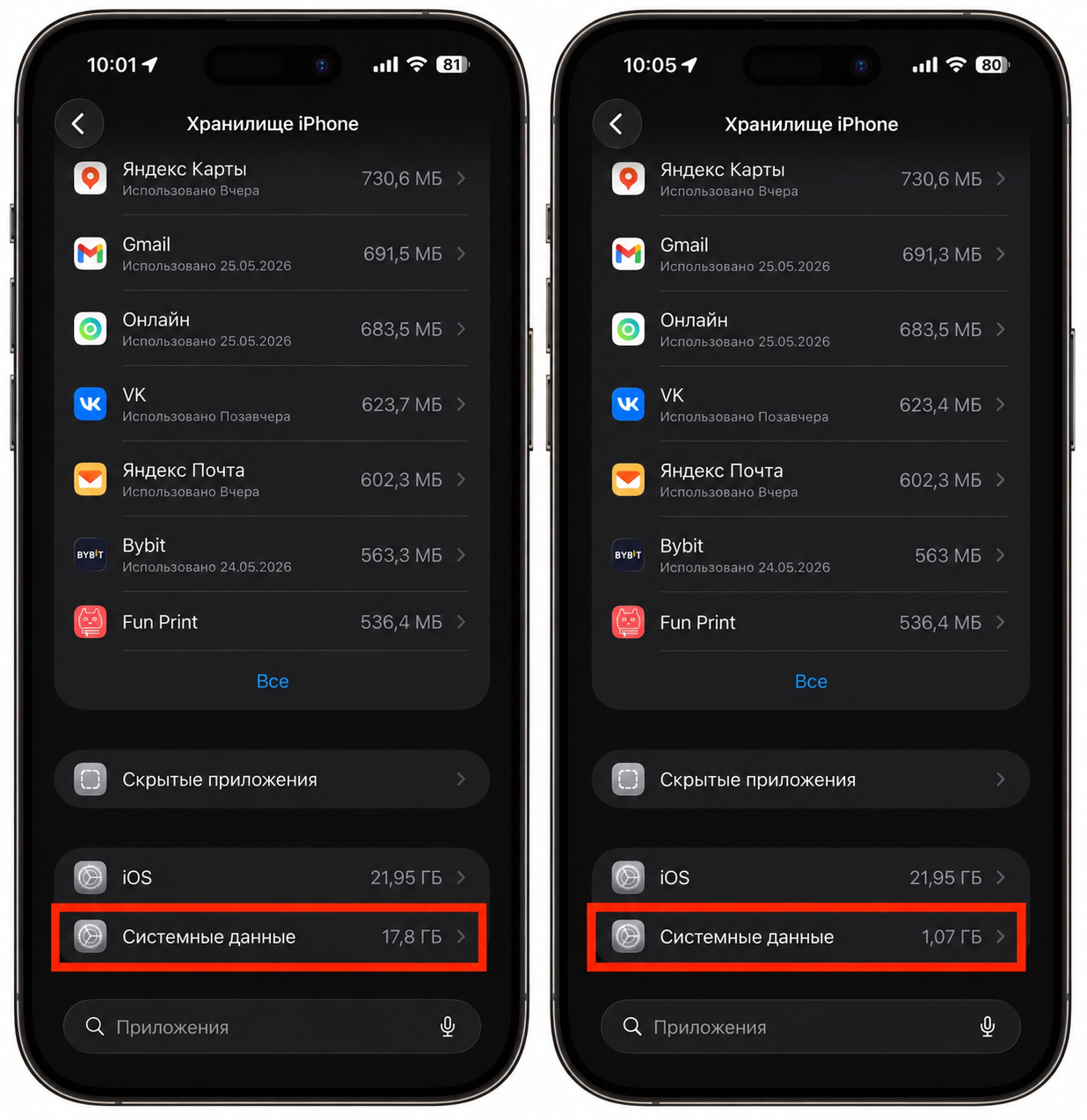 Зачем переводить дату вперёд для очистки памяти iPhone. Мой результат. Топчик. Фото.