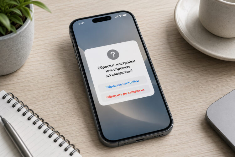Чем отличается сброс настроек iPhone от сброса до заводских настроек. Фото.