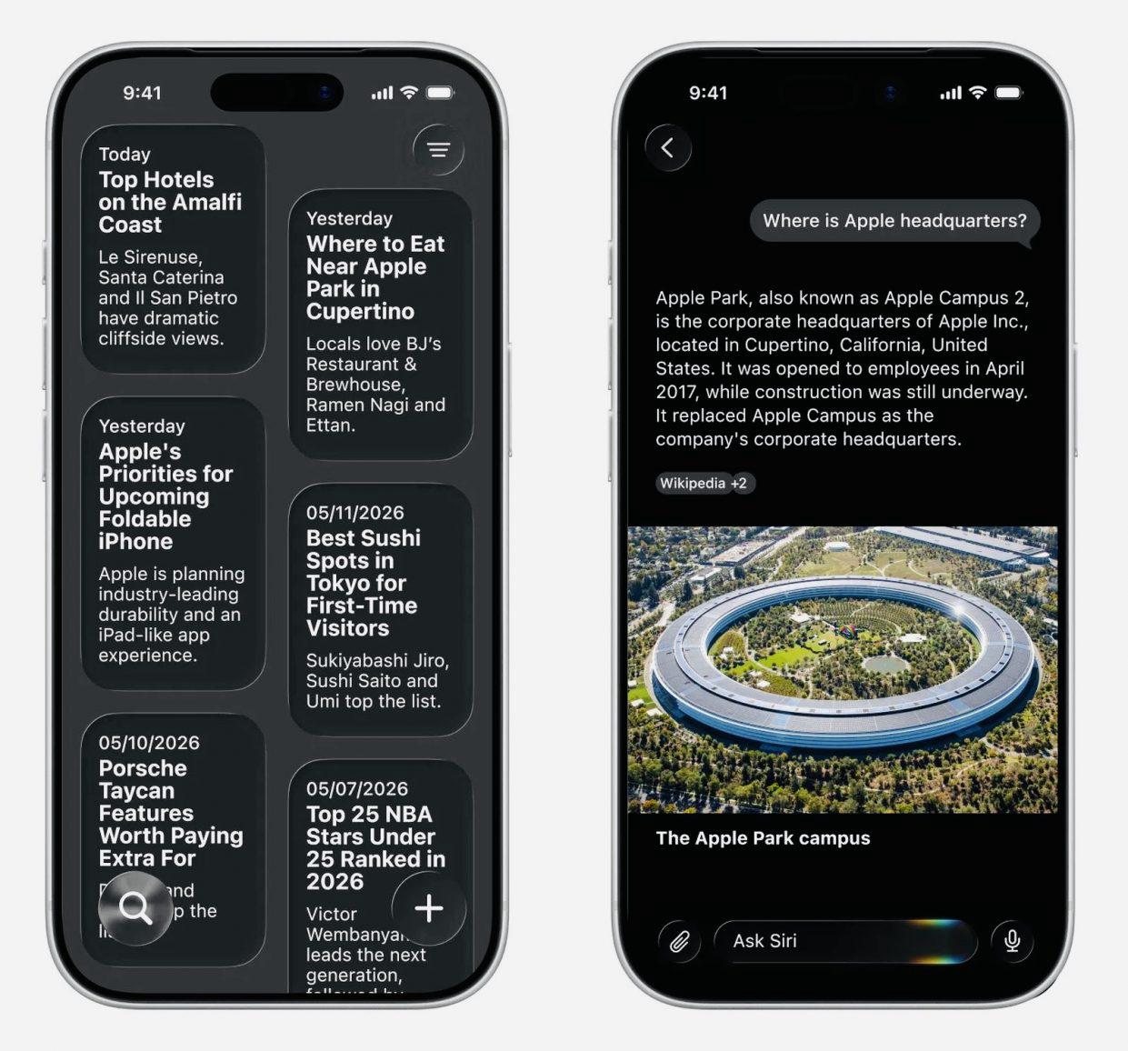 Как Apple объединит Siri, поиск и ИИ в iOS 27. Можете вести поиск. Фото.