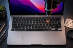 Опасно ли делать гравировку русских букв на клавиатуре MacBook. Фото.