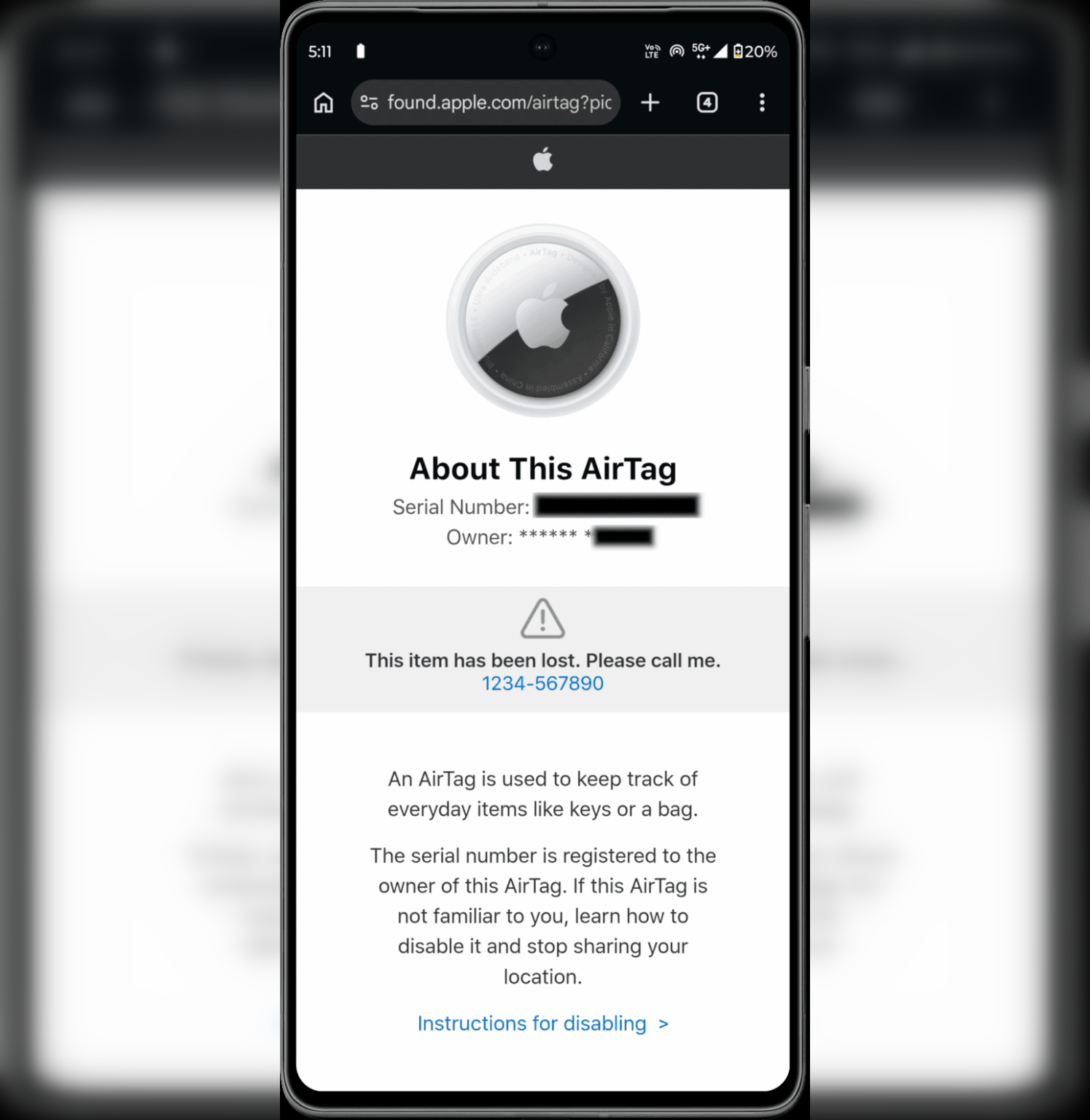 Как найти владельца AirTag через NFC на iPhone и Android. На Андроиде тоже отобразится вся информация. Фото.