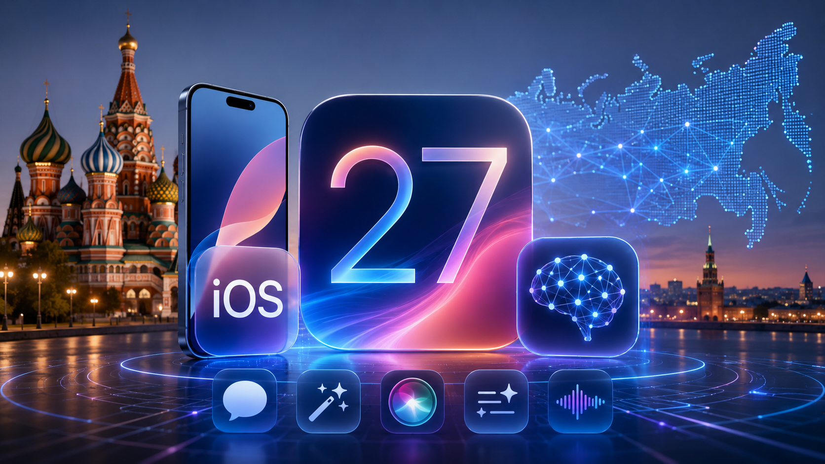 Будут ли ИИ-функции iOS 27 работать в России. А вот с доступностью новых фишек iOS 27 в России есть вопросы. Фото.