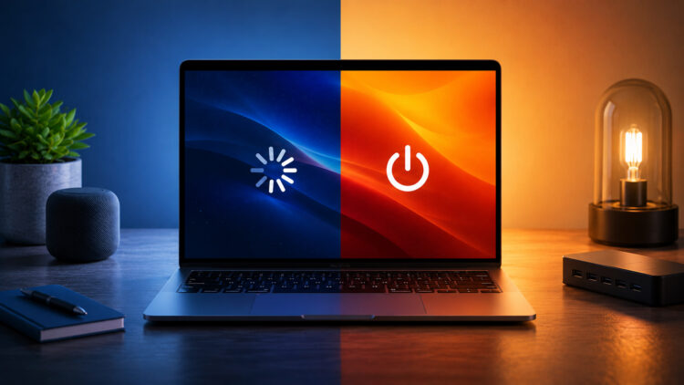 Что лучше: перезагрузить Mac или выключить и включить его. Фото.