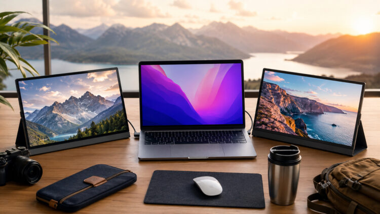 Лучшие портативные мониторы для MacBook в 2026: компактные экраны для путешествий и не только. Фото.