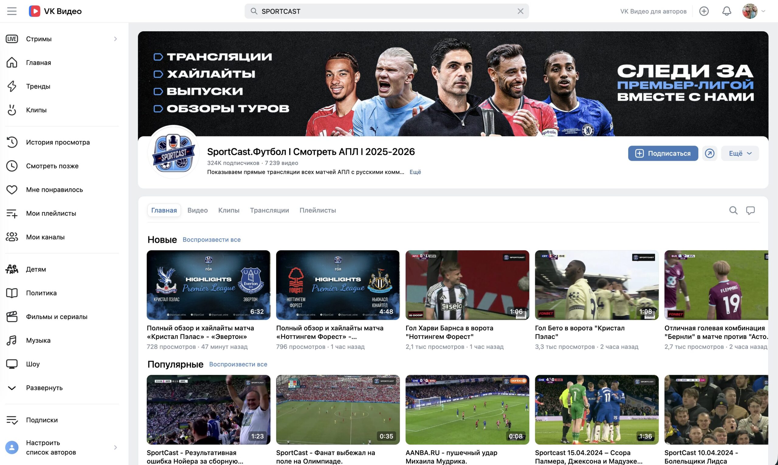 Спортивные трансляции на VK Видео: НХЛ, АПЛ и Формула 1. Можно посмотреть и лучший в мире футбол. Фото.