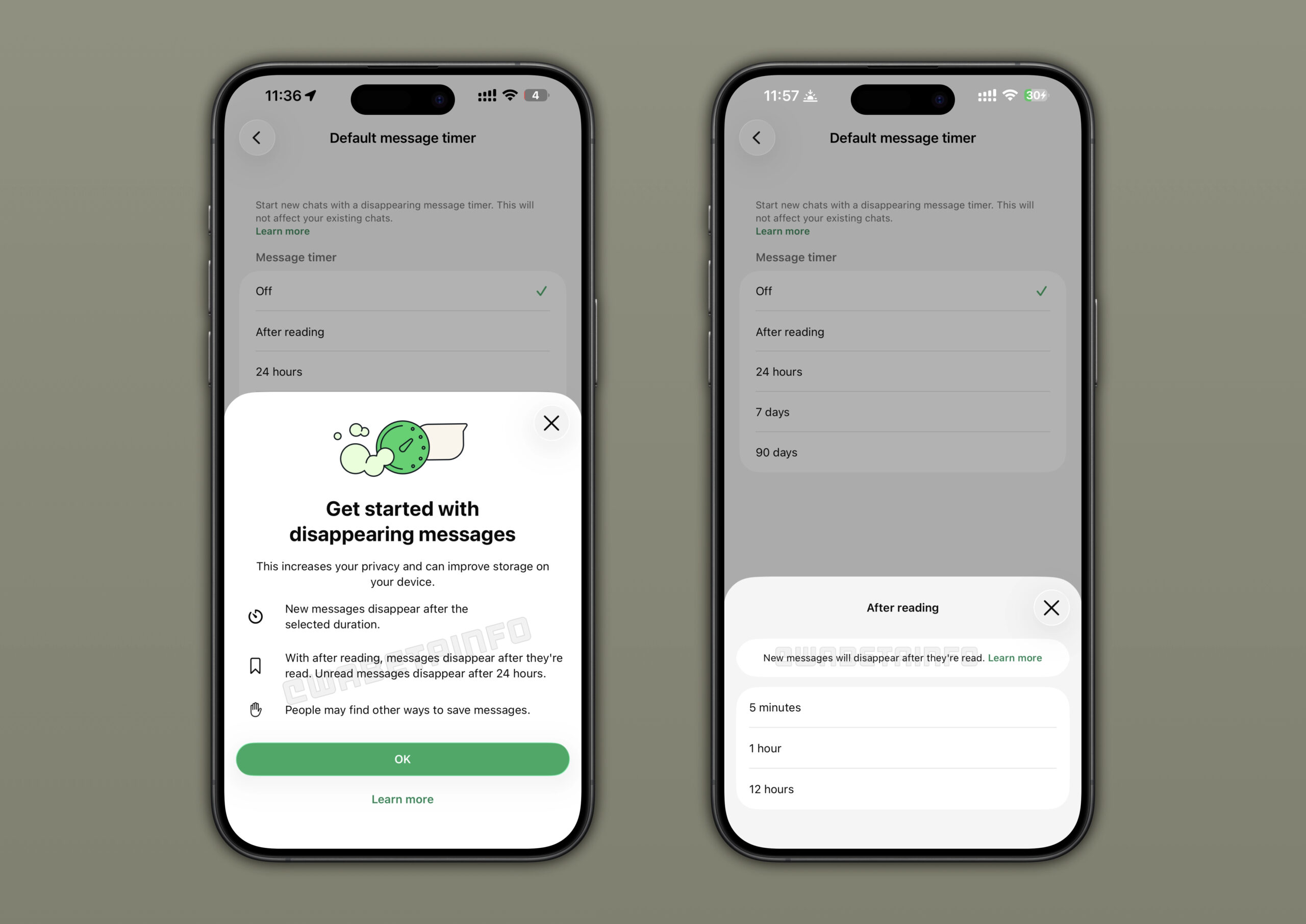 Автоматическое удаление сообщений в WhatsApp*: что изменилось. Новые исчезающие сообщения могут удаляться уже через 5 минут. Фото.