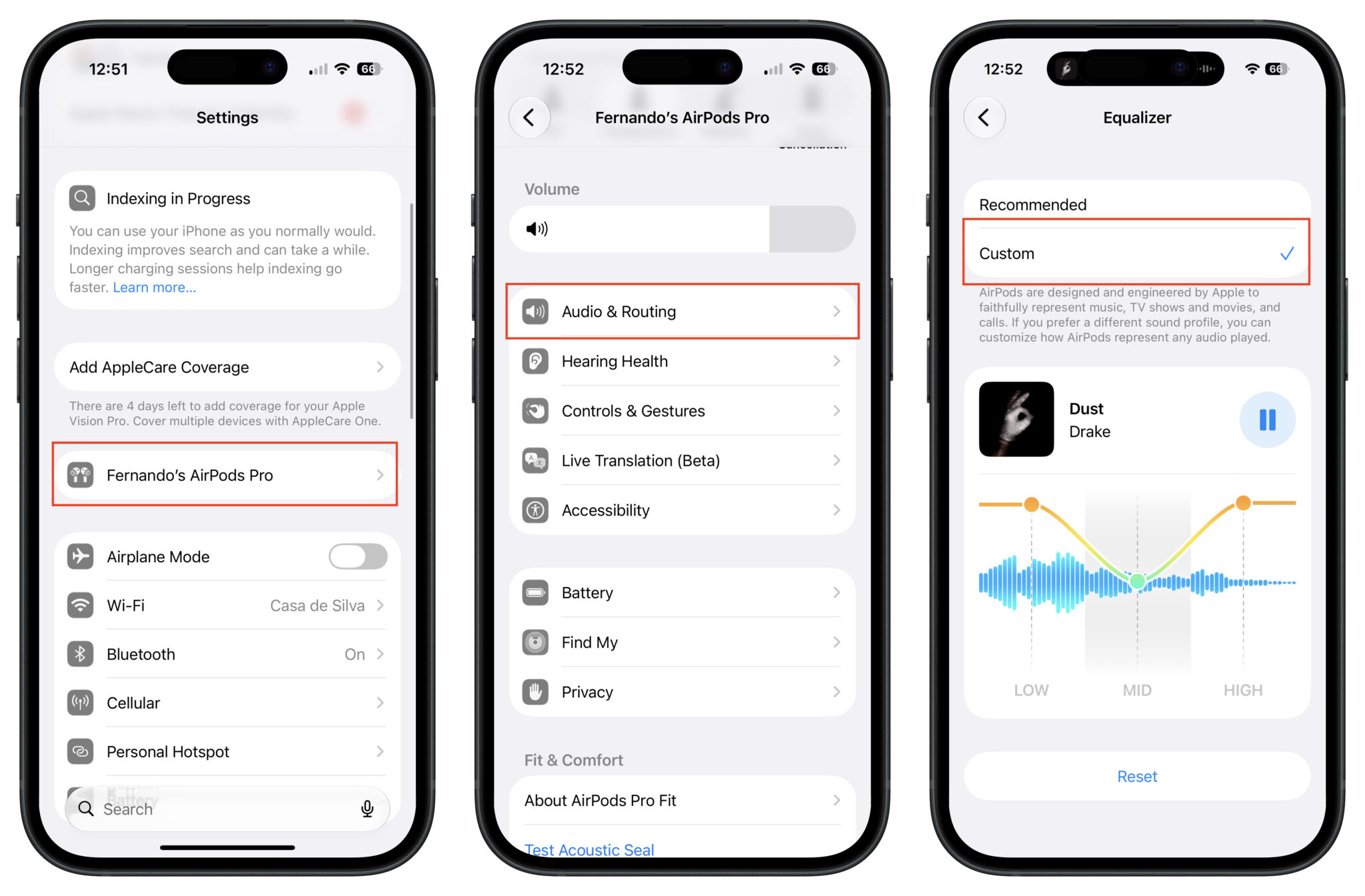 Как включить ручной эквалайзер в AirPods. А потом просто настройте звук, как вам надо. Фото.