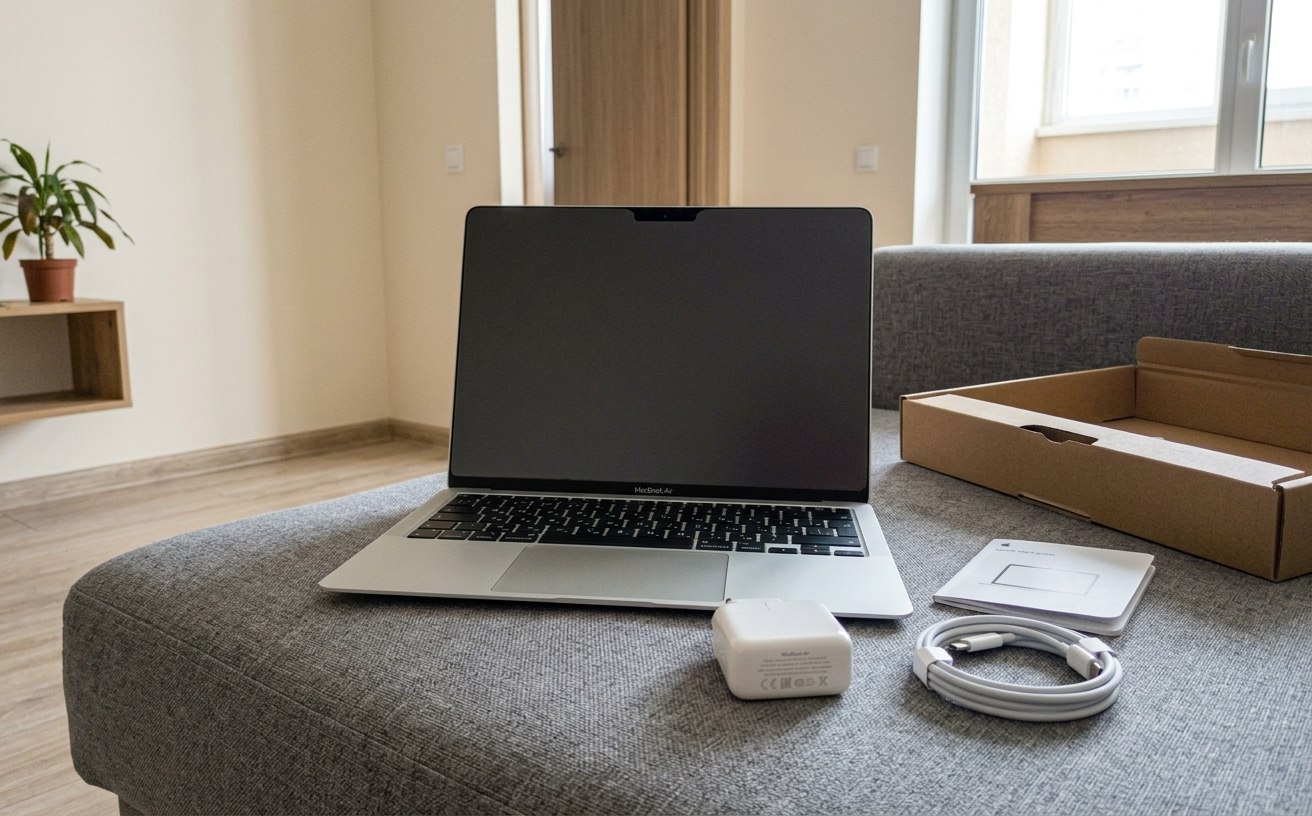 Антибликовые плёнки на экран MacBook, чтобы работать на солнце. Работать у окна стало комфортно. Фото.