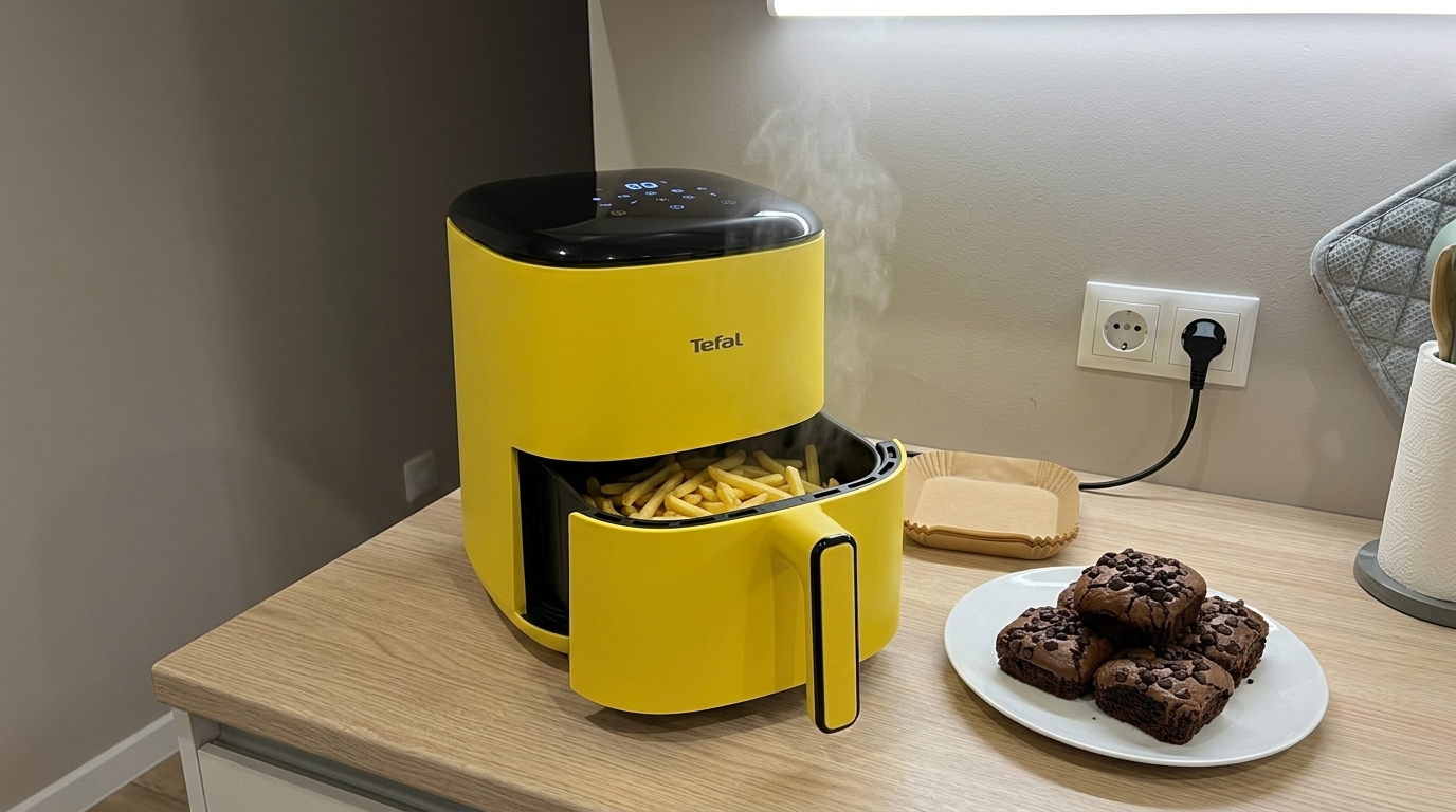 Аэрогриль Tefal Easy Fry Pop — стоит на кухне второй месяц. Компактный аэрогриль, который заменил мне духовку под мелкие задачи.. Фото.