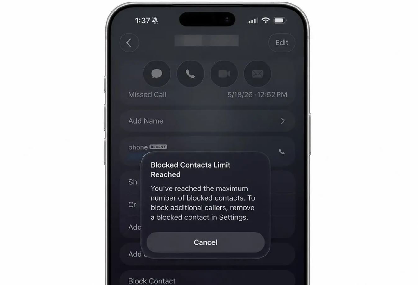 Что нового в iOS 26.6. В прошлой бете нашли ограничение количества контактов в ЧС. Фото.