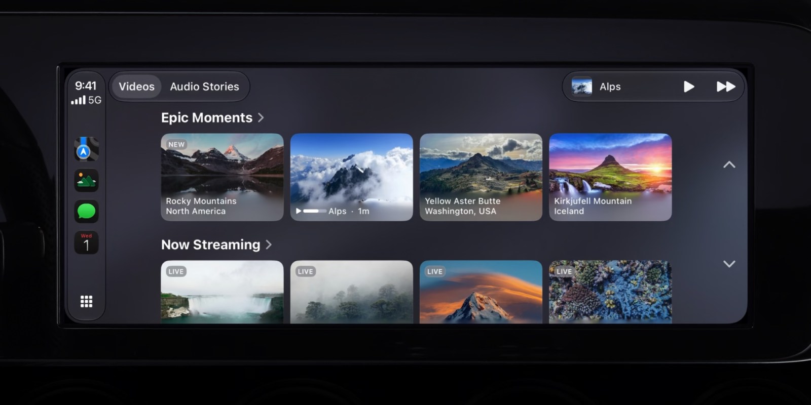 Как смотреть видео на экране CarPlay. Теперь можно непосредственно включать видео из приложений, а не стримить их. Фото.
