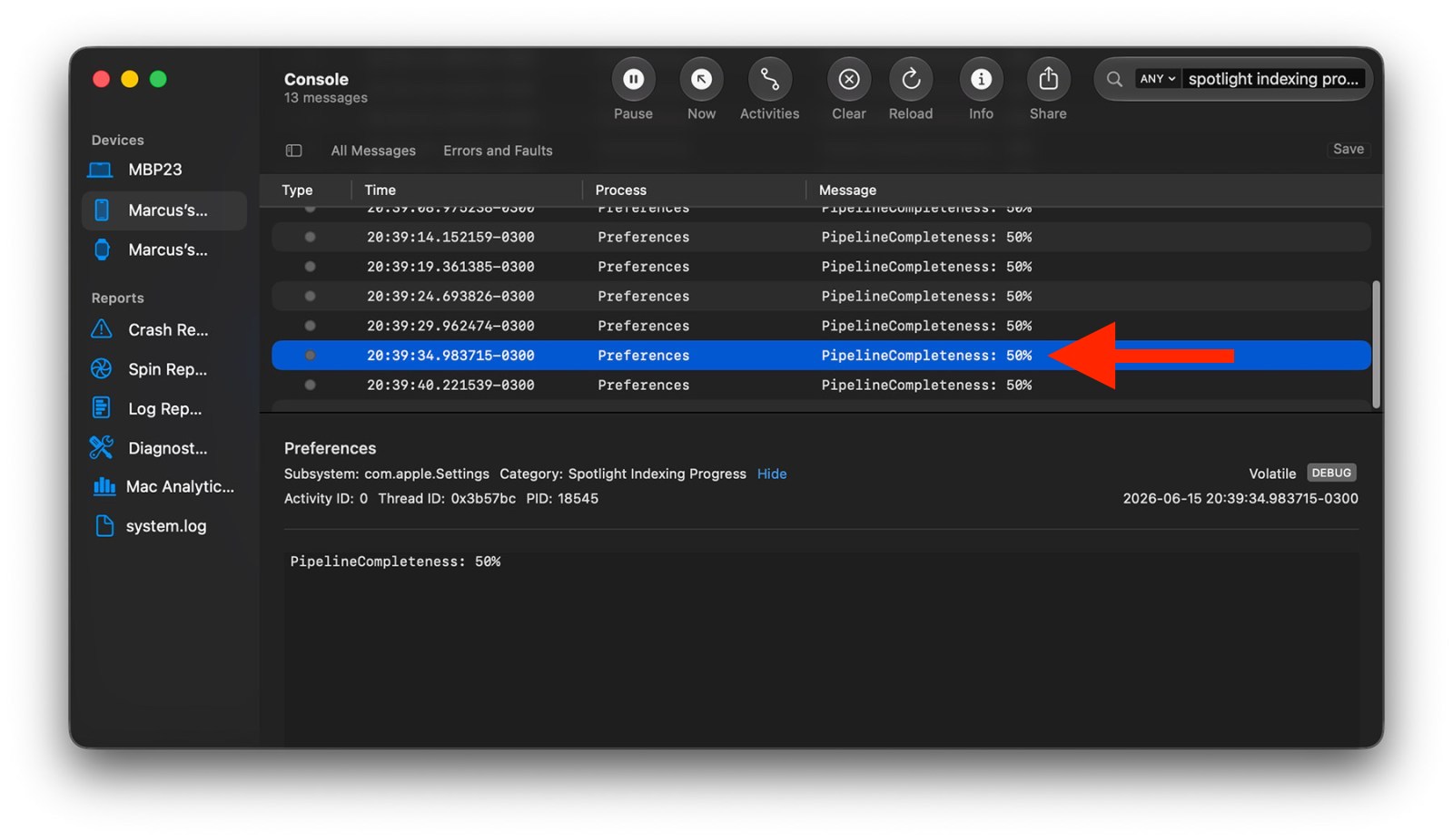 Как посмотреть статус индексирования iPhone на Mac. Вот ваш процесс готовности. Фото.