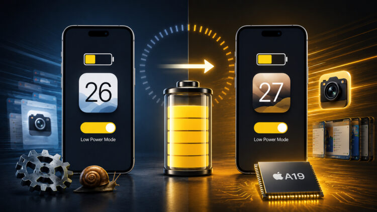 Чем режим энергосбережения в iOS 27 отличается от iOS 26. Фото.