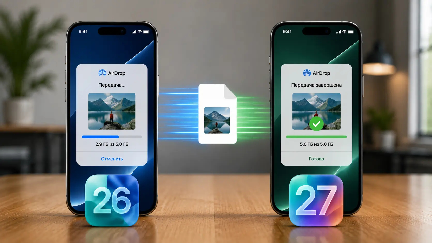 Что изменилось в производительности iPhone после установки iOS 27. AirDrop в новой системе стал быстрее, и это уже проверено. Фото.