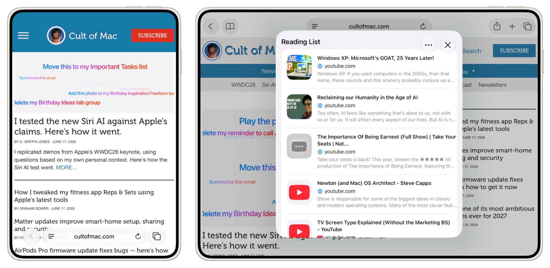 Как будет работать Safari на складном iPhone. Сафари на складном айфоне становится полноценным браузером. Фото.