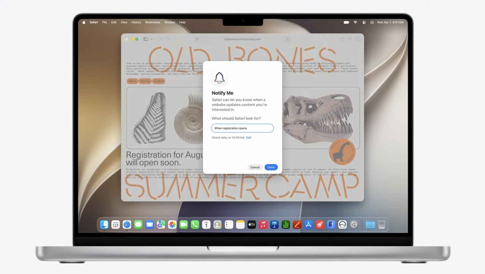Новые функции Safari в macOS Golden Gate. Браузер сам будет следить за обновлением страницы. Фото.