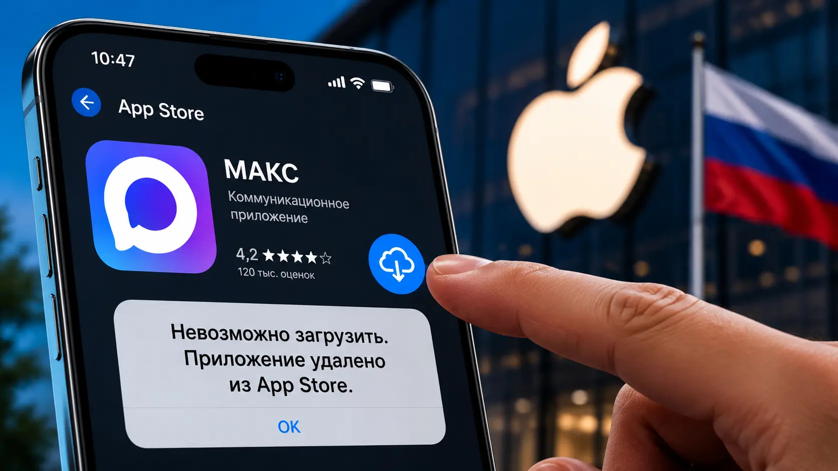 Что случилось с MAX в App Store. Установить МАКС из магазина Apple больше нельзя. Фото.