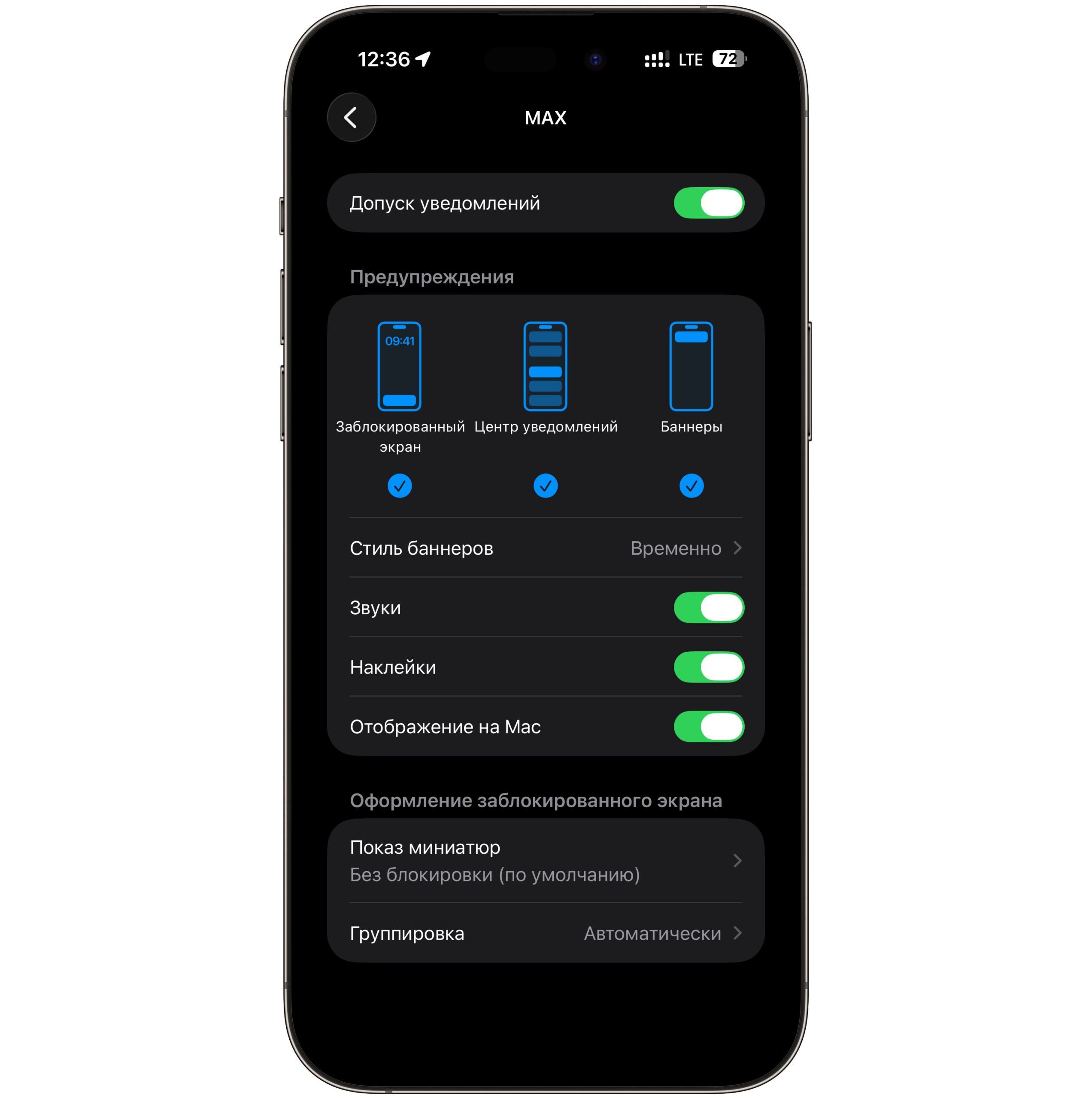 Работают ли звонки в МАКС Web на iPhone. Настройки для уведомлений уже есть, думаю, что заработают в ближайшее время. Фото.