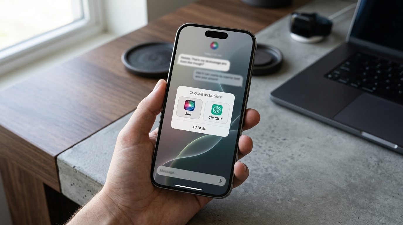 Переключение между Siri и ChatGPT внутри приложения Siri в iOS 27