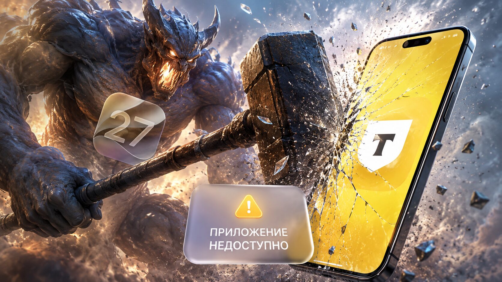 iOS 27 сломала Т-Банк на Айфоне. Фото.