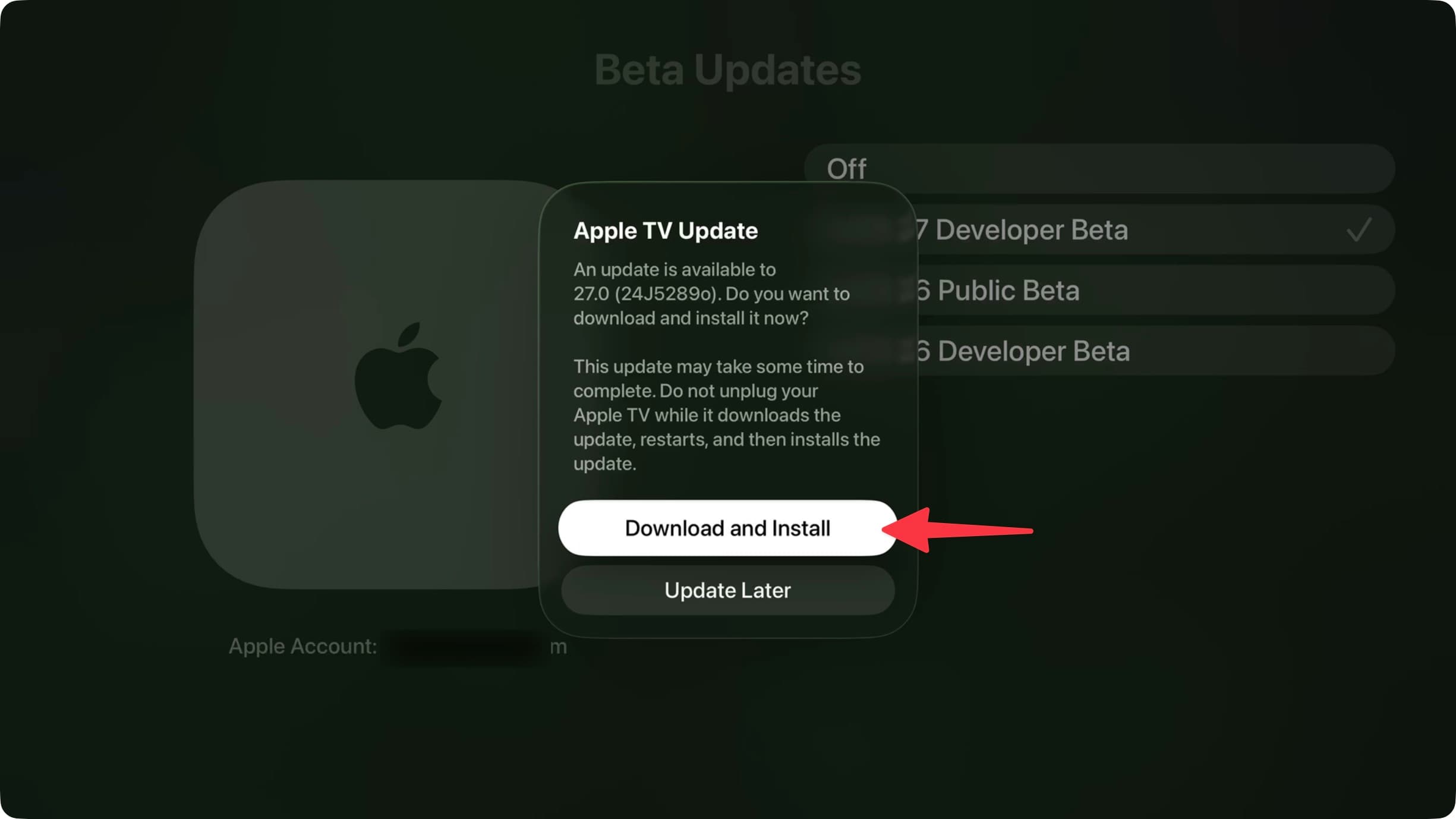 Как скачать tvOS 27 на Apple TV. Начните загружать бету. Фото.