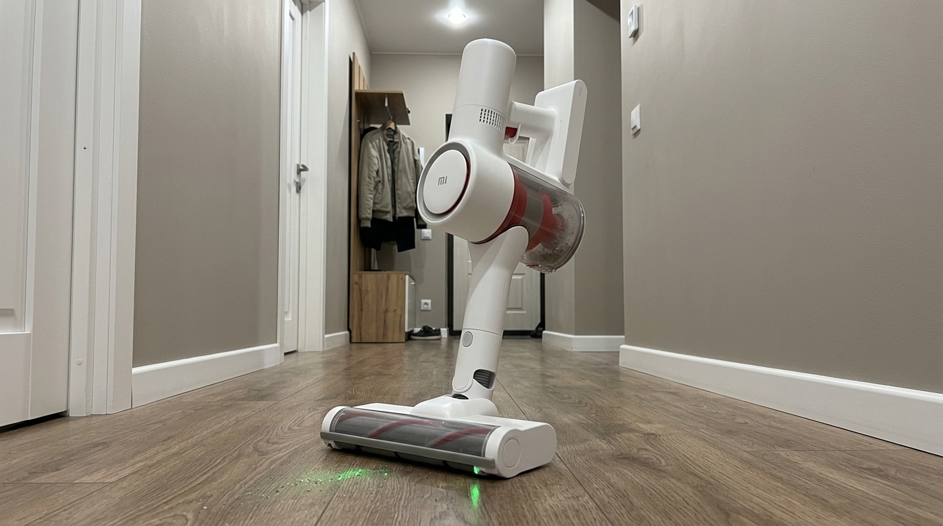 Xiaomi Mijia 2: ручной пылесос для стола и машины. Дочь просыпала крошки от печенья на клавиатуру — через минуту всё было чисто. Фото.