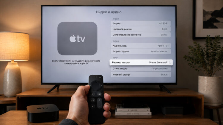 Как увеличить размер текста на Apple TV в tvOS 27: пошаговая инструкция. Фото.