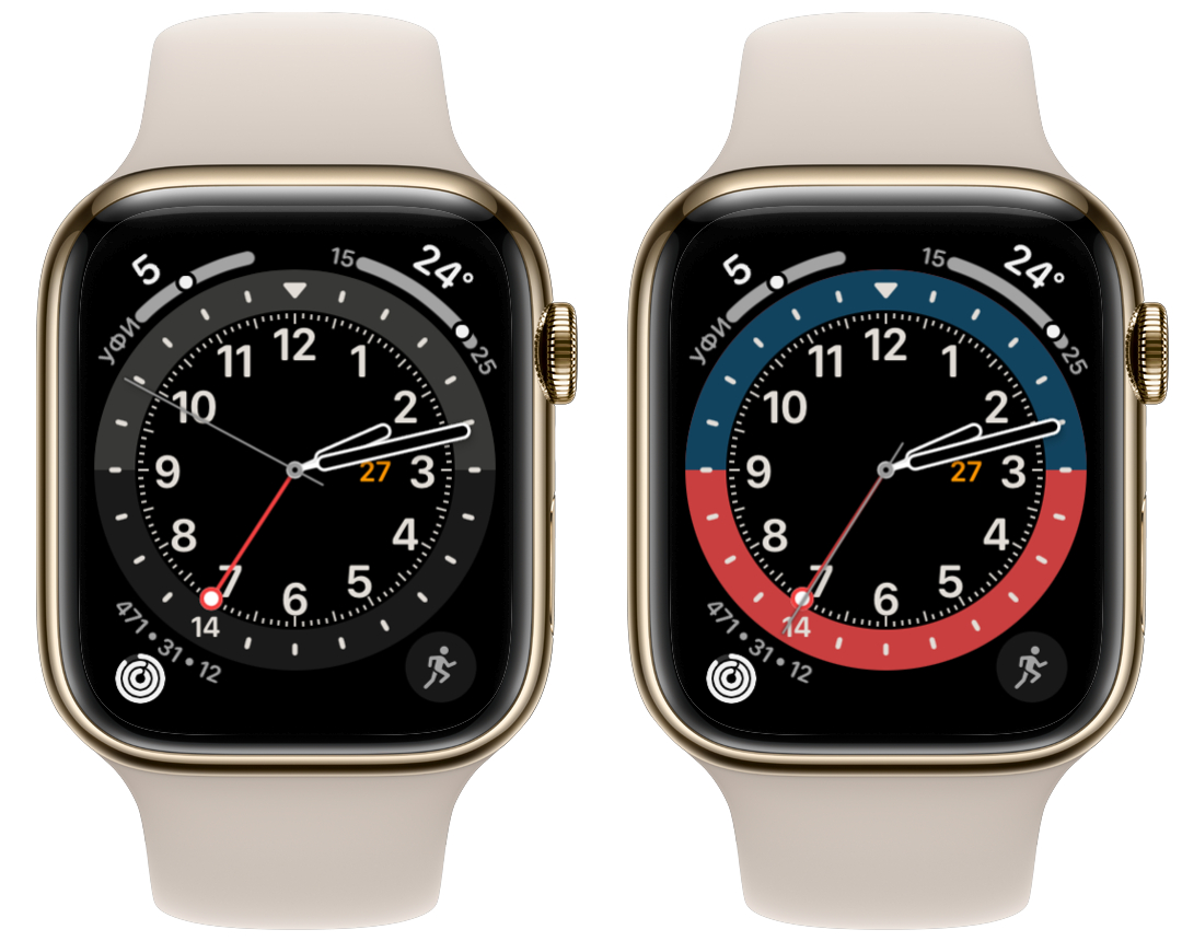 Лучшие стандартные циферблаты Apple Watch. Удобный циферблат и выглядит прикольно. Фото.