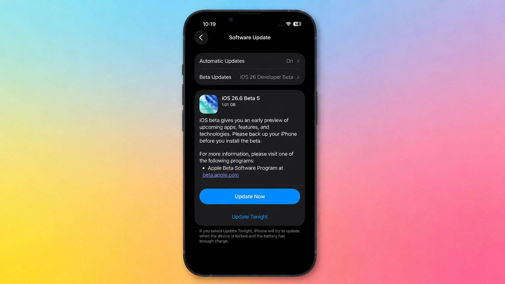 iOS 26.6 или iOS 27: какое обновление установить. Установите бету как обычное обновление. Фото.