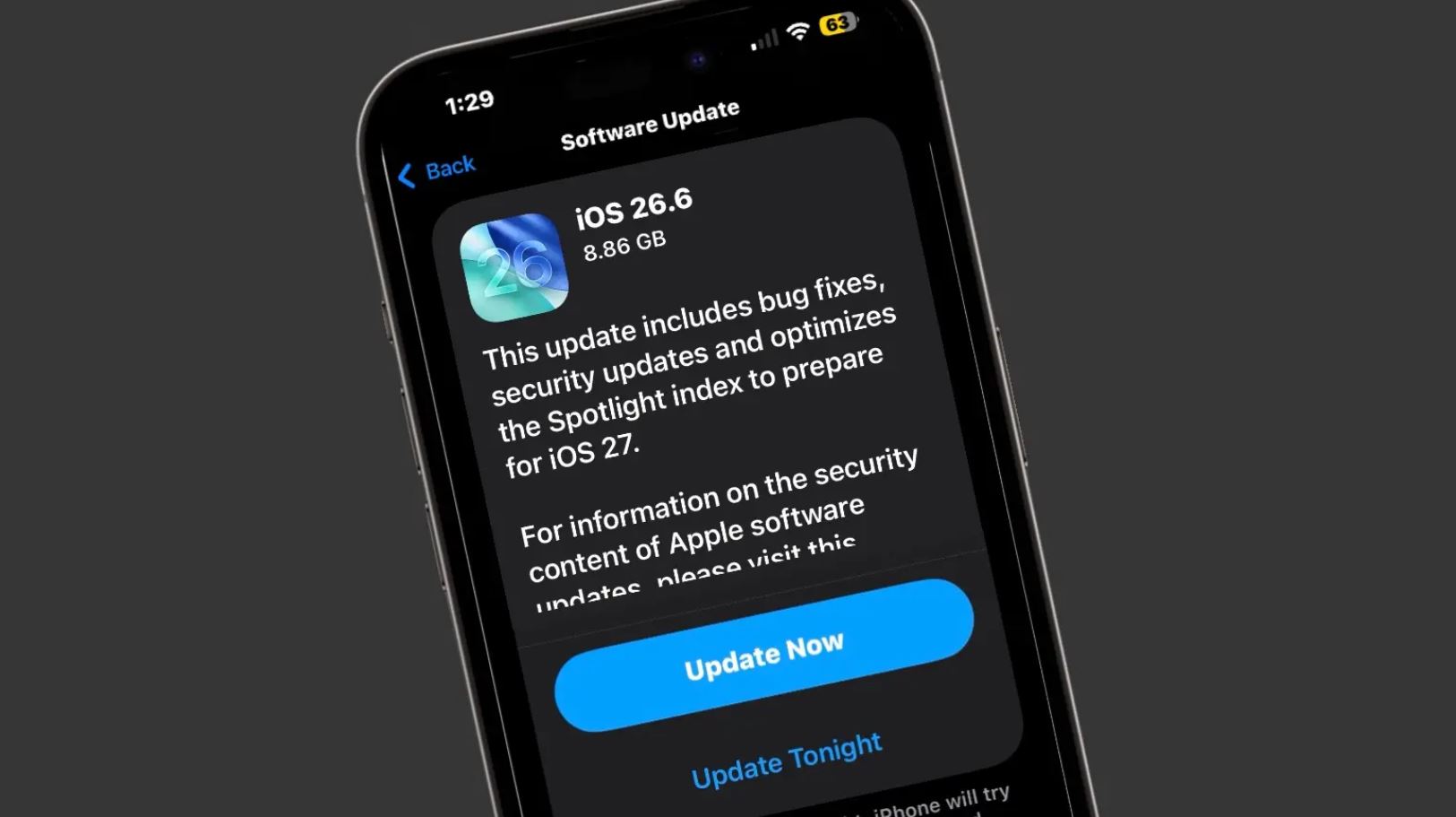 Как установить iOS 26.6 на iPhone. Обновление уже в настройках Айфона. Фото.