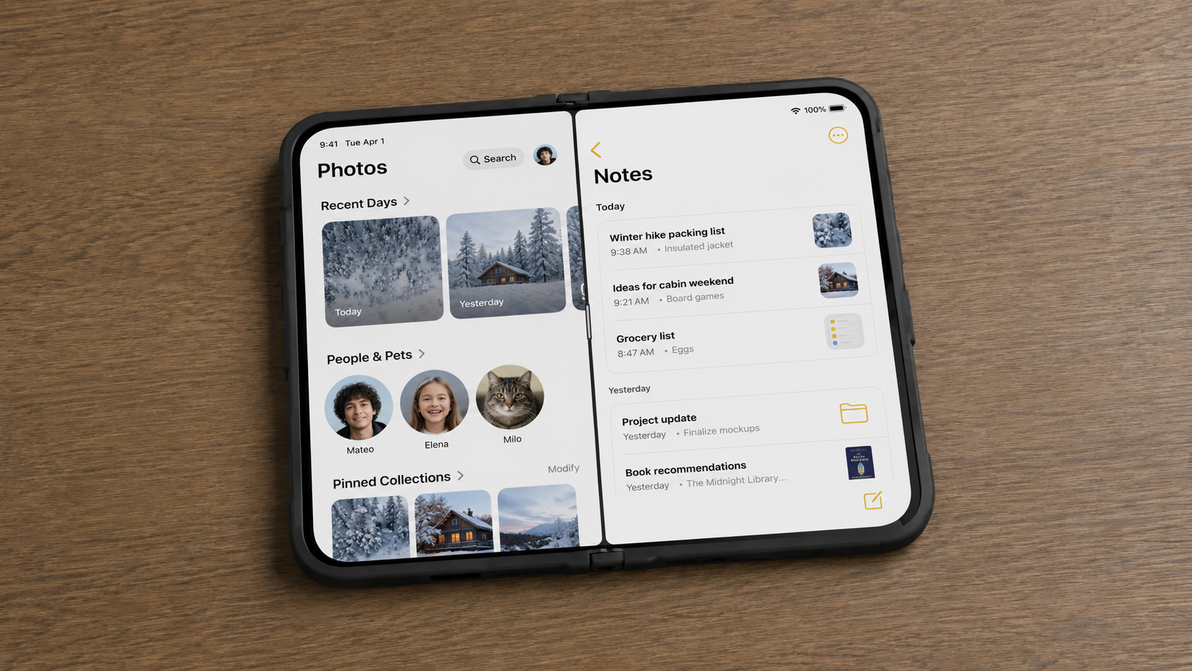 Как будет работать многозадачность на складном iPhone. Работа одновременно двух приложений на экране iPhone Ultra. Фото.