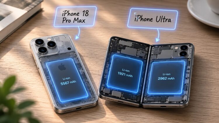 Складной iPhone Ultra: емкость аккумулятора, автономность и сравнение с iPhone 18 Pro Max. Складной iPhone Ultra: емкость аккумулятора, автономность и сравнение с iPhone 18 Pro Max. Фото.
