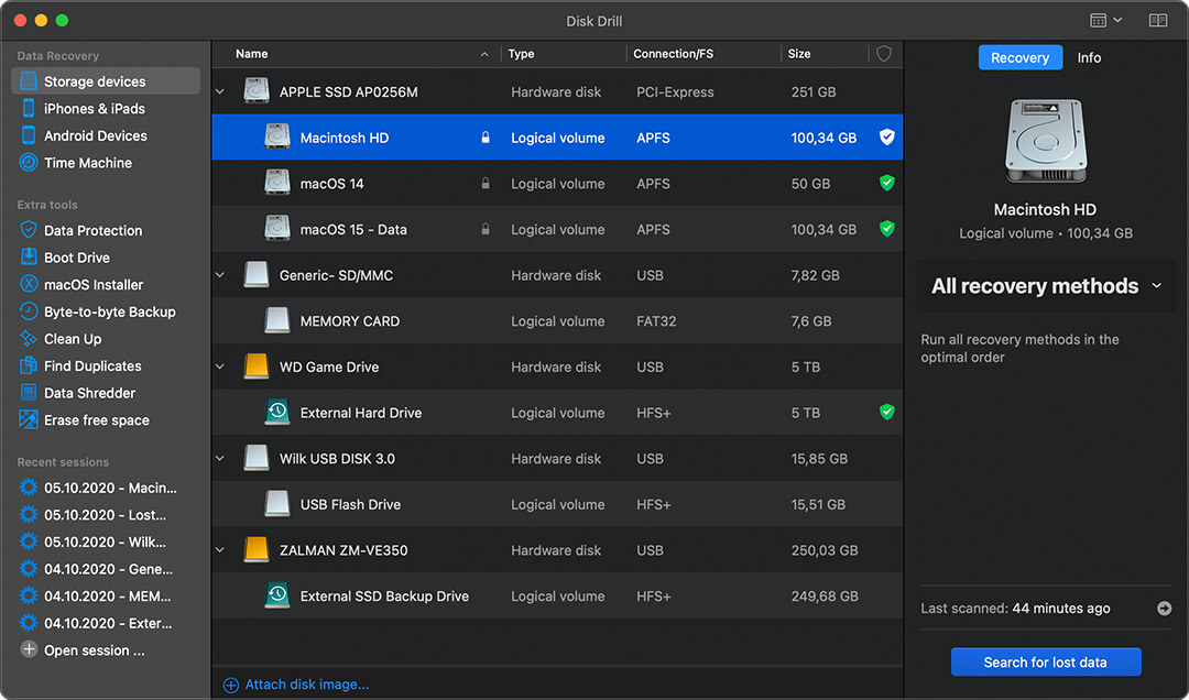Disk Drill для Mac: восстановление удаленных файлов. Программа простая в освоении, и с ней сладит хоть кто. Фото.